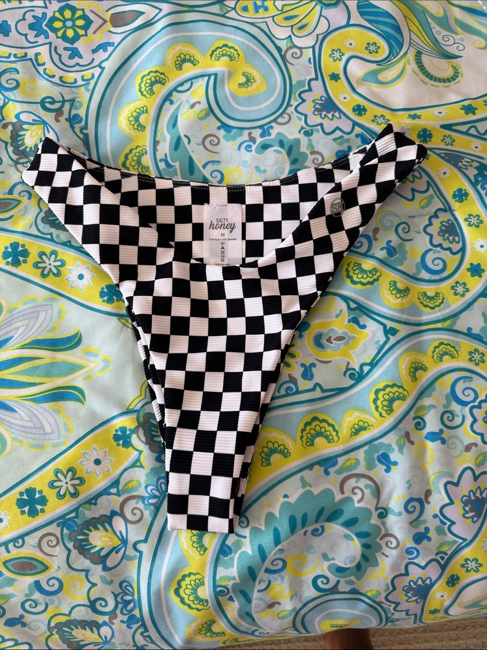 Salt & Honey Black and White Checkered Bikini Bottom and Bikini top